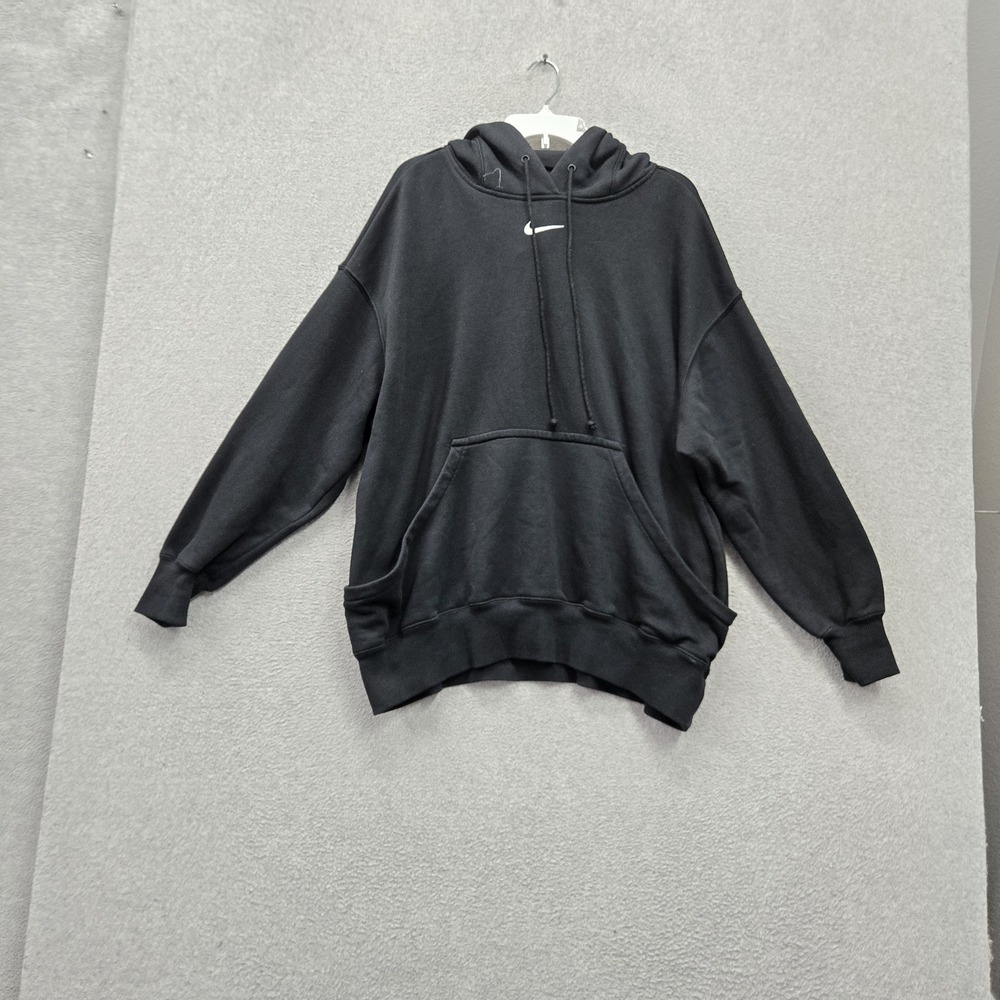 Nike Women Hoodie XL Black  Sportswear Phoenix Fleece Center Swoosh Logo Fleece